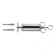 Ear Syringe Complete With Protection Disk and 2 Tips Stainless Steel, Capacity 100 ml